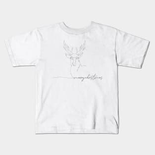 Christmas Reindeer Head Line Art Kids T-Shirt